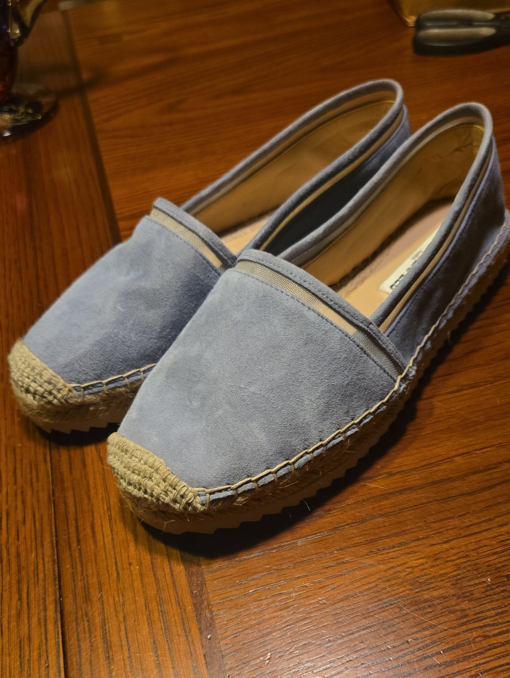 Alaine Espadrille In Sage Blue Suede